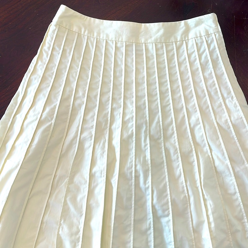 Club Monaco pin tuck a line skirt. Zip side entry. Fully lined. Beautiful cotton
